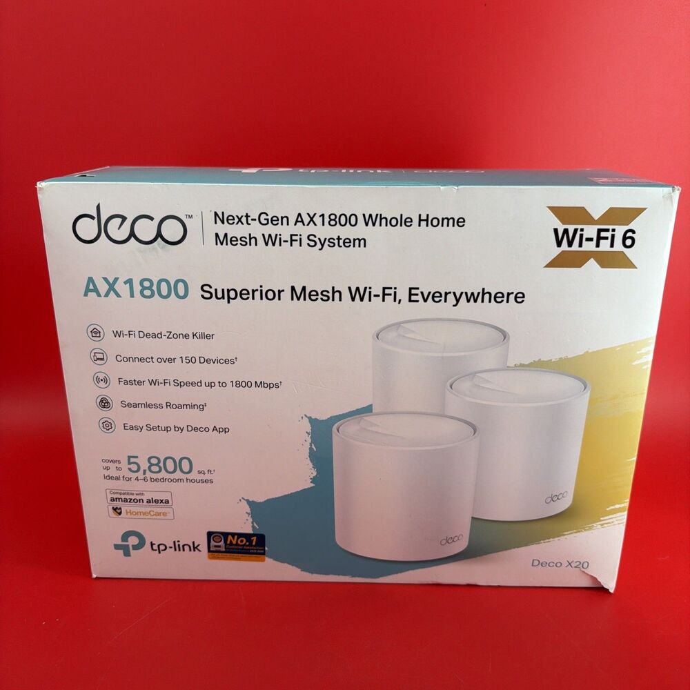 TP-Link Deco X20 AX1800 WiFi 6 Mesh Router System 3-Pack New Open Box